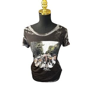 Women’s Beatles Abbey Road Band Tee NWT Deadstock Sheer Bleach Wash Size Large